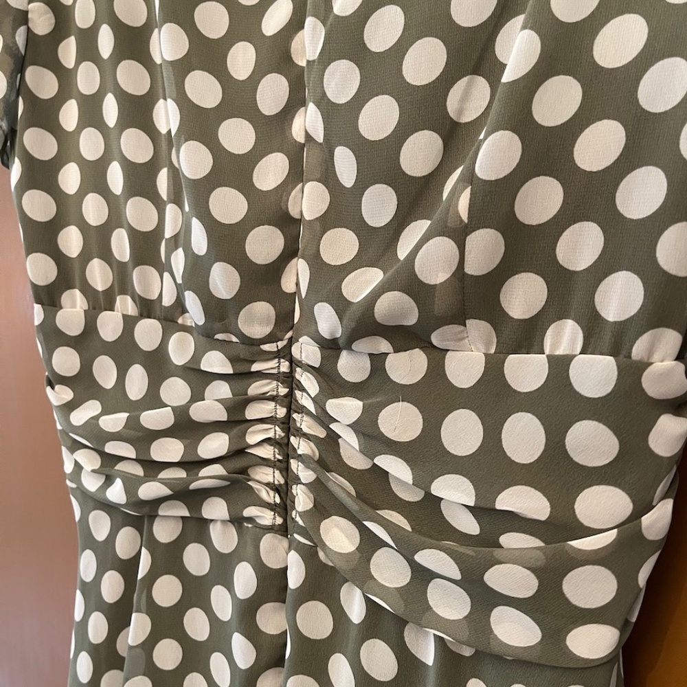 Connected Apparel Women's Dress, Sage with Cream Polka Dots - Picture 11 of 14